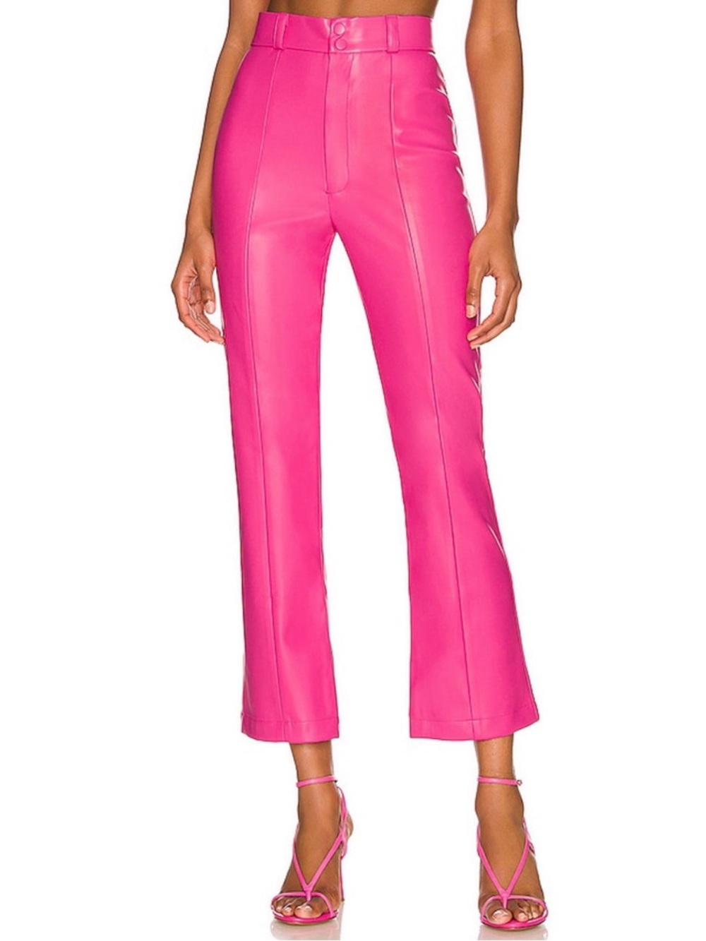 Bardot High-Waist Polly Hot Pink Faux-Leather Pants